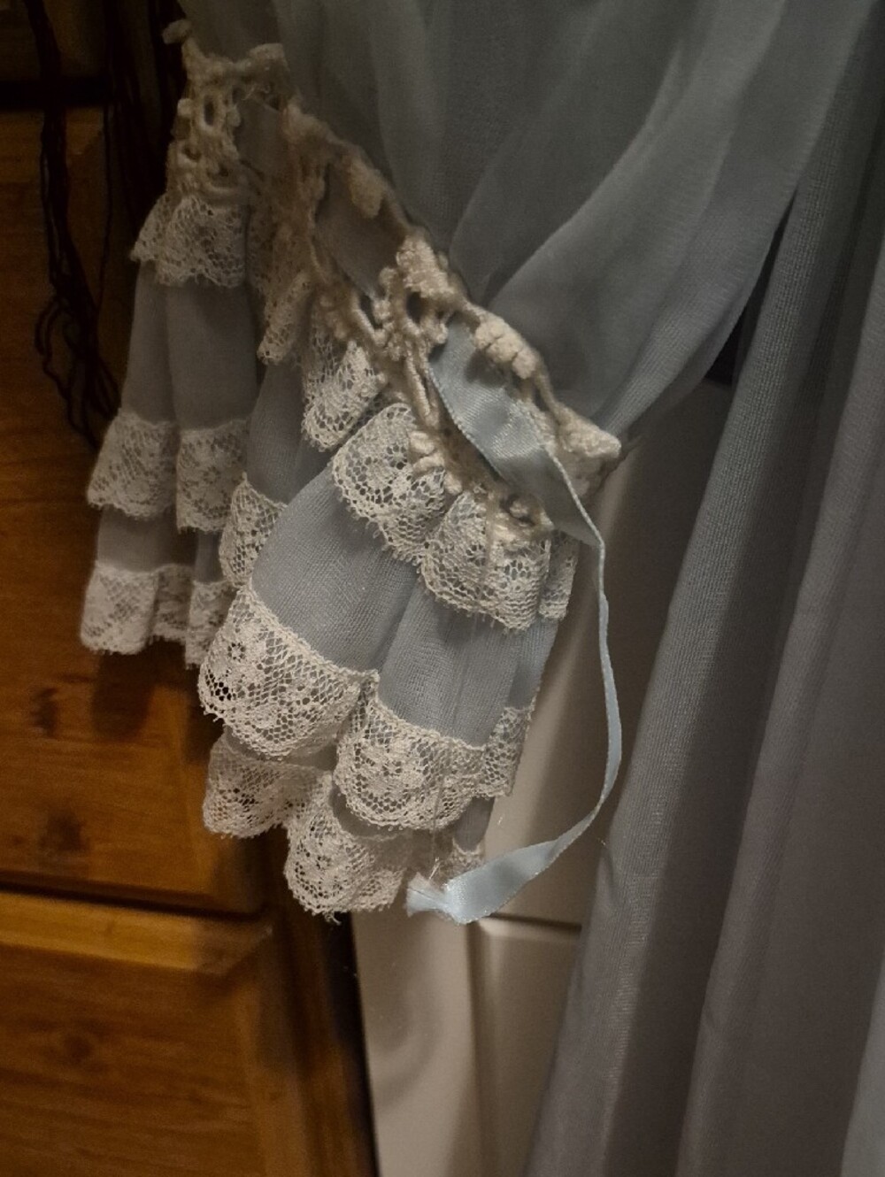 Baby Blue Sheer Vintage Nightgown 2 Piece Set - Picture 3 of 6